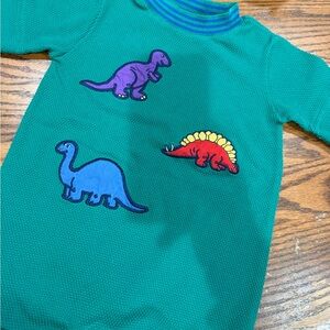 Vintage  Baby 24 month  Green One Piece with Dinosaur Print